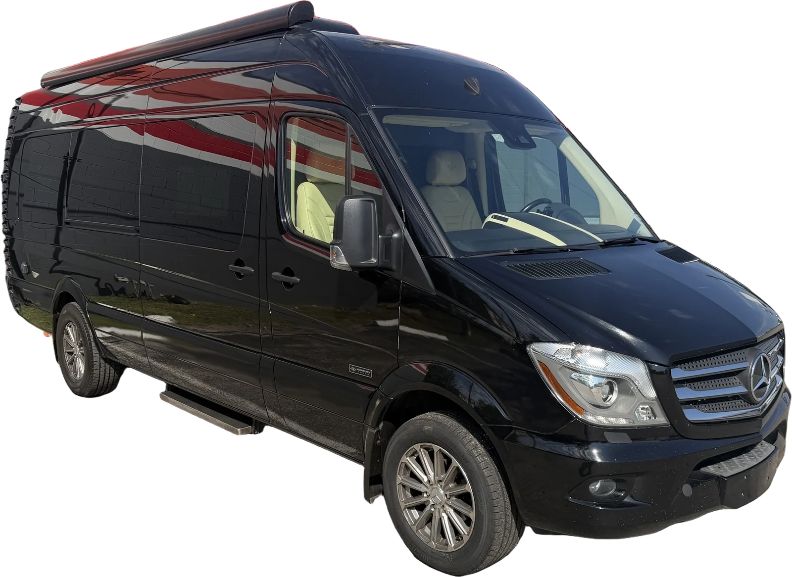 Black Mercedes-Benz Sprinter, front view